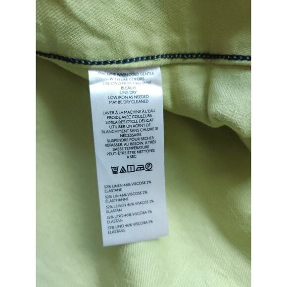 NWOT Anthropologie The Colette Cropped Wide-Leg Linen Pants Sz 31P Lime #7C412 - Picture 11 of 12